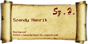 Szendy Henrik névjegykártya